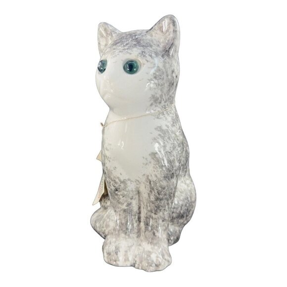 ELPA Alcobaca White Black Cat With Glass Green Eyes Made In Portugal W Sticker - Picture 3 of 13